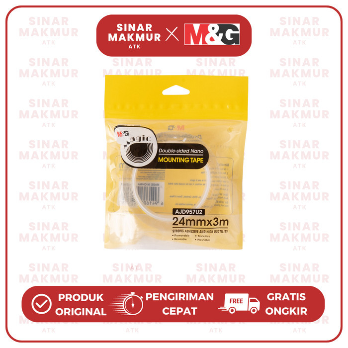 

Double Sided Nano Tape/Nano Double Tape Transparent/Clear/Perekat Dua Sisi Transparan 24mm x 10yard M&G (Rol)