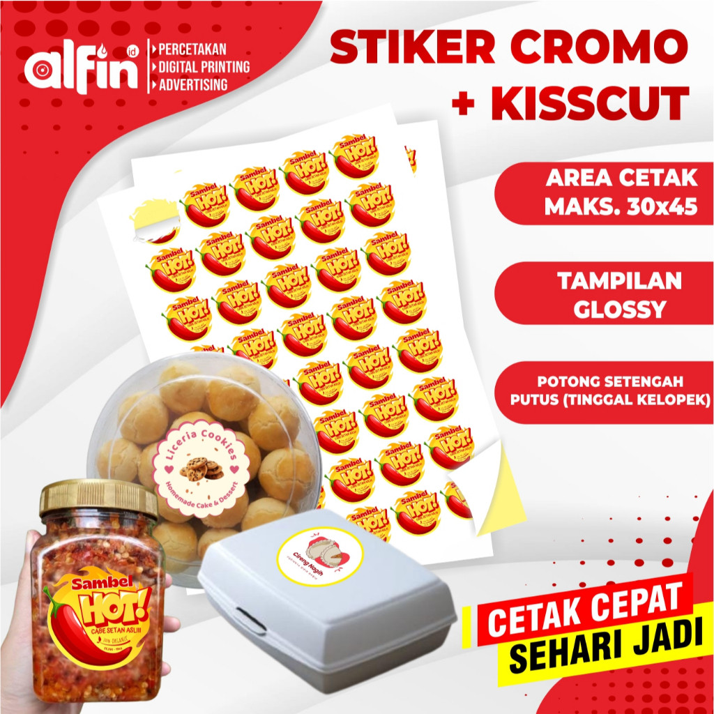 

STIKER A3+ CROMO KISS CUT | PRINT A3+ STIKER CROMO CUTTING MURAH / STIKER BONTAK / LABEL / KEMASAN STIKER CUSTOM BY ALAM JAYA TEKSTIL