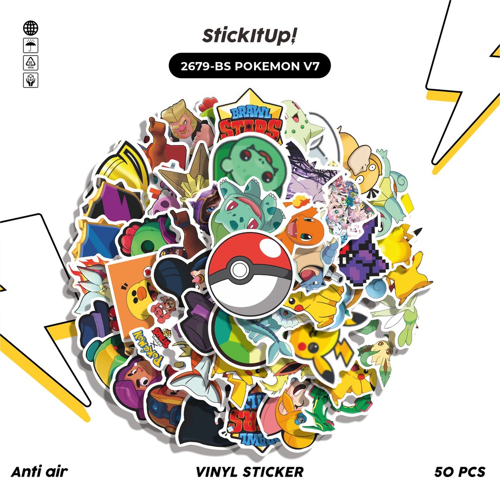 

COD✨ 50 Pcs Stiker BS POKEMON V7 Lucu Anti Air Untuk Dekorasi Notebook Sepeda Skateboard Handphone DIY