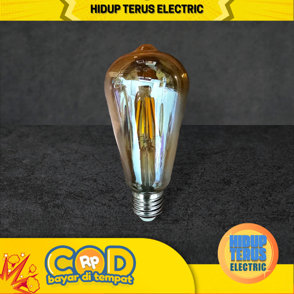 LAMPU LED FILAMENT MERK OSKA WARNA KUNING 4W, LAMPU DEKORASI CAFE, INTERIOR INDUSTRIAL HIDUP TERUS E
