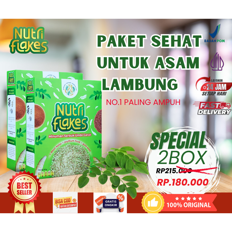 

Terlaris Nutriflakes Garansi Original 2 Box - Sereal Umbi Garut Solusi Ampuh Atasi Asam Lambung oke