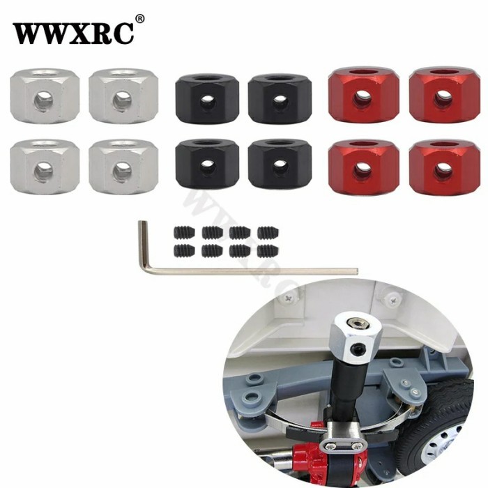 Hex adapter pelek 5mm ke 12mm RC MN WPL - Hitam