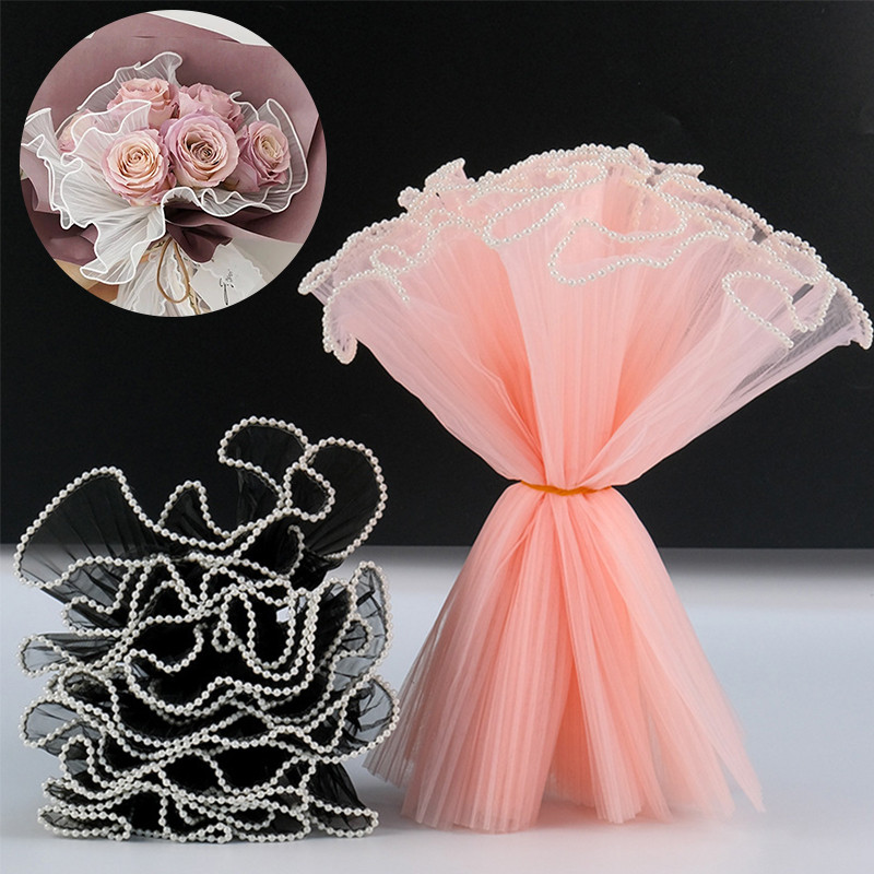 

Flower Wrapping Paper Wave Yarn Flower Packaging Lace Mesh Yarn Bouquet Gift Packaging Supplies for Florist Valentine's Day Gift