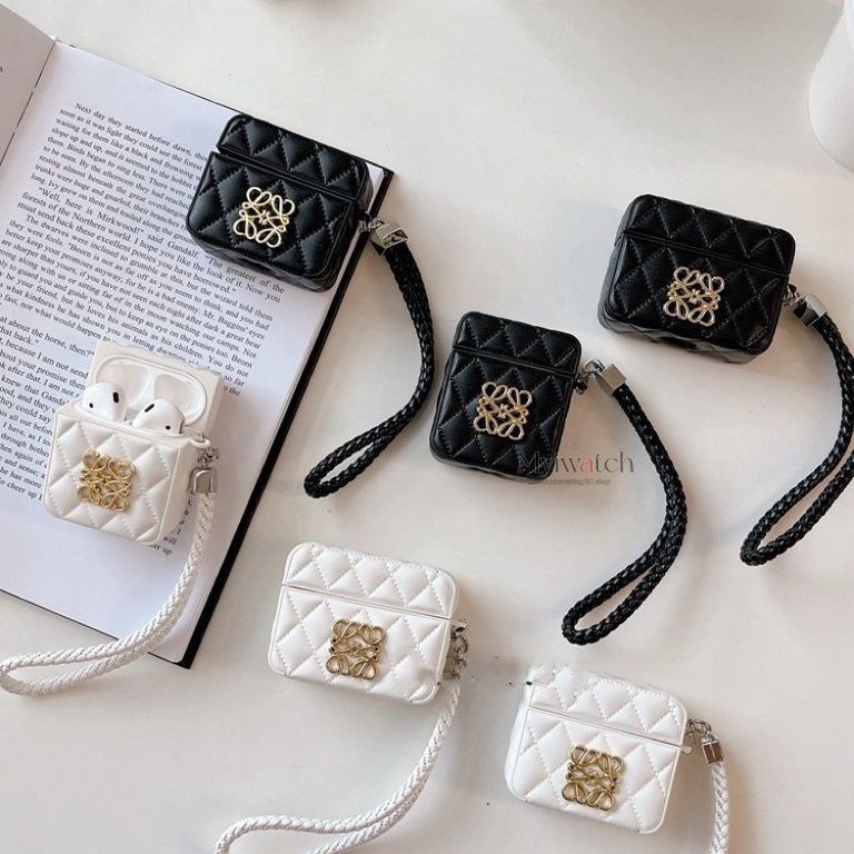 Kasus Logo Kulit untuk Apple AirPods 1 2 3 Pro 2 Fashion Cover With Lanyard For Airpods Pro 2 Blueto