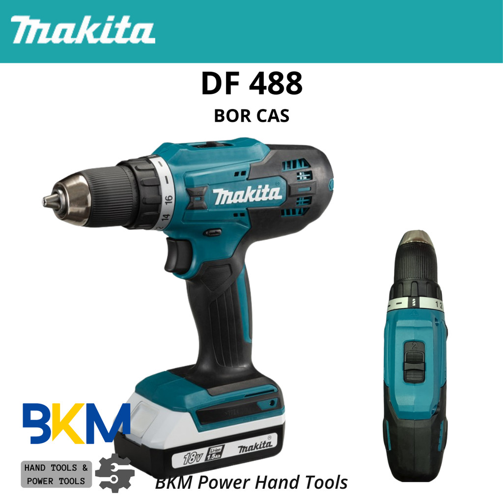 Mesin Bor Baterai Cordless Drill Makita 18V 13mm DF488 DF 488