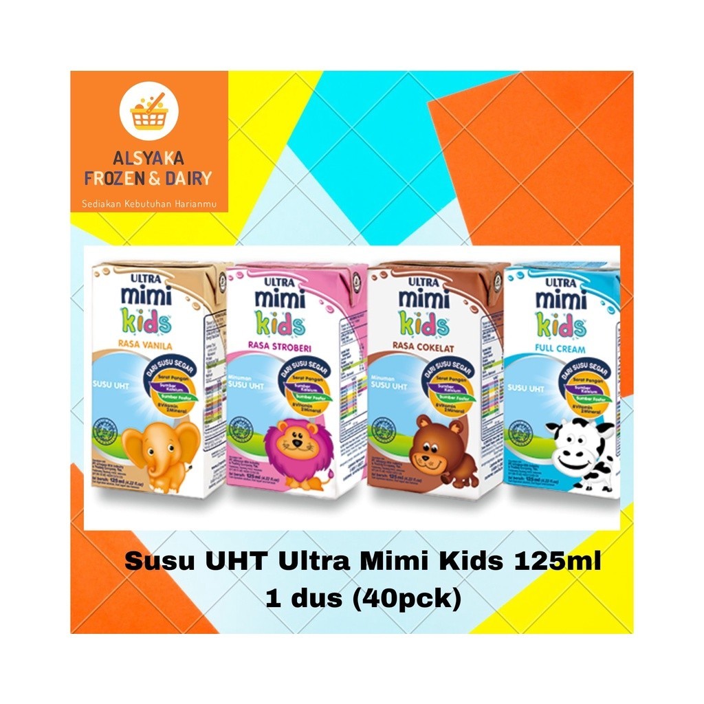 

Ultra Mimi Kids Susu UHT 125ml Rasa Coklat/ Strawberry/ Vanilla/ Full Cream (1 carton 40 pcs)