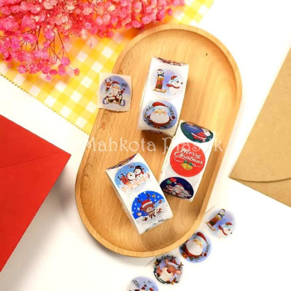 

Sticker Merry Christmas 2.5cm isi 500pcs Stiker Natal