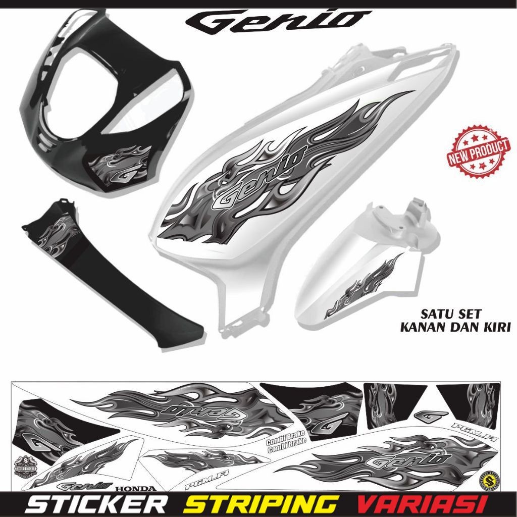 STIKER MOTOR VARIASI LIS MOTIF HONDA ALL GENIO MOTIF SIMPLE ELEGAN STIKER GENIO STIKER