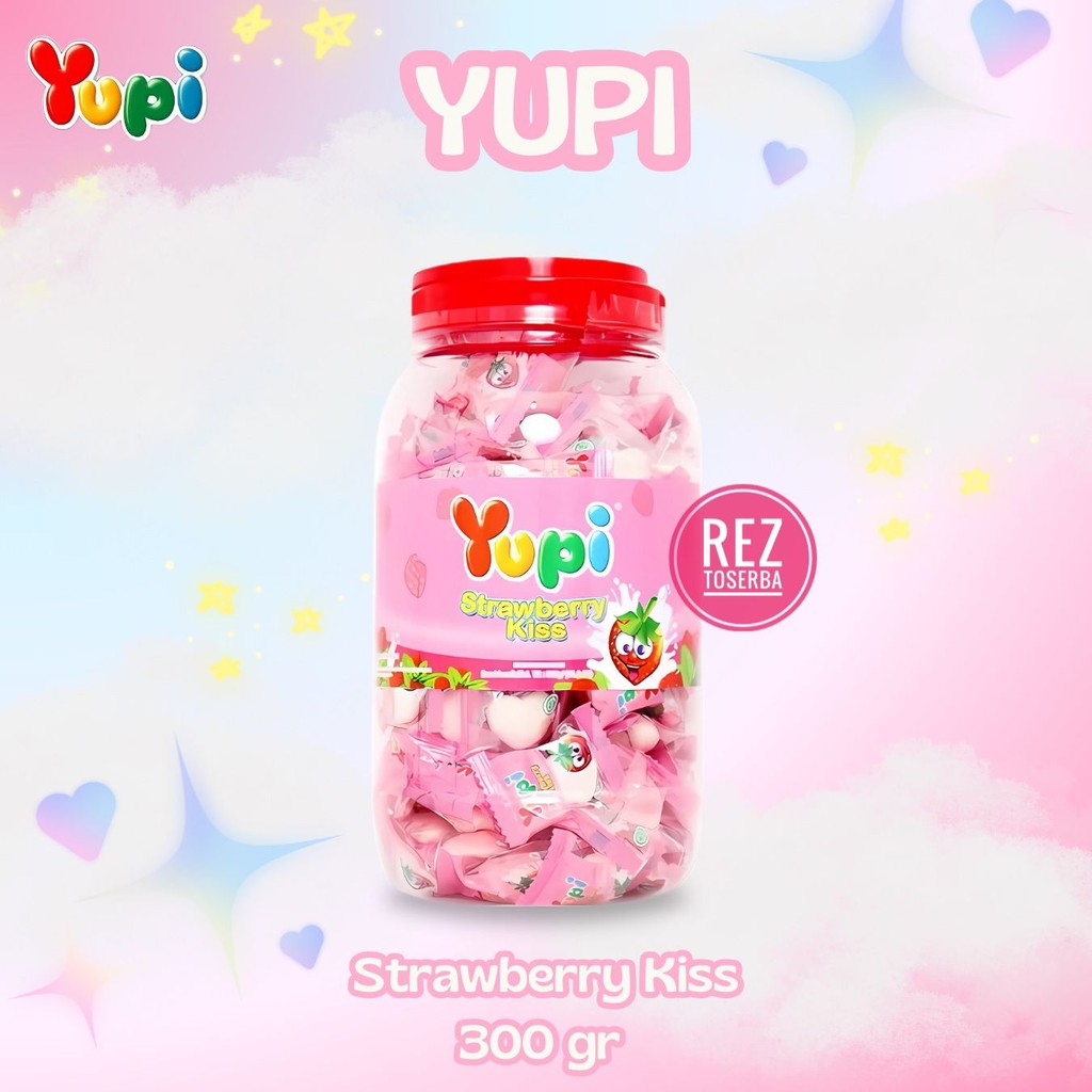 

YUPI KISS STRAWBERRY TOPLES/JAR 300g | Yupi Pink Love