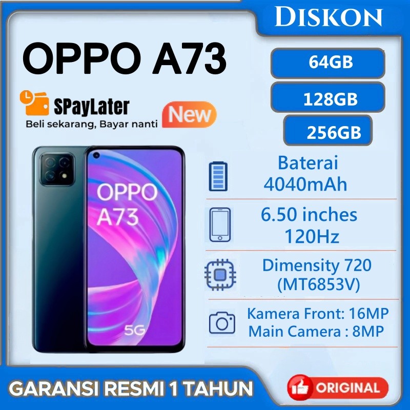 HP OPPO Murah Oppo A73 256GB Fast Charging 6.5'' Baru Handphone hp oppo terbaru 2025