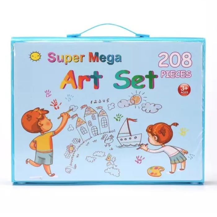 

[New Arrival] Mainan Anak Set Spidol CRAYON 208pcs Untuk Melukis/Mewarna - Biru