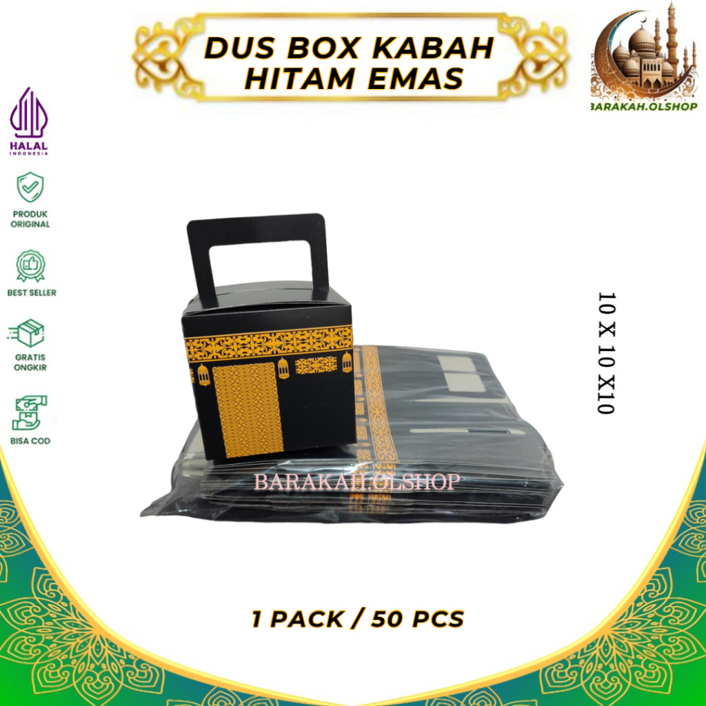 

Dus Box Kabah HITAM EMAS Kosong 1 Pack/50pcs - Box Kabah oleh oleh haji dan umroh 1pack