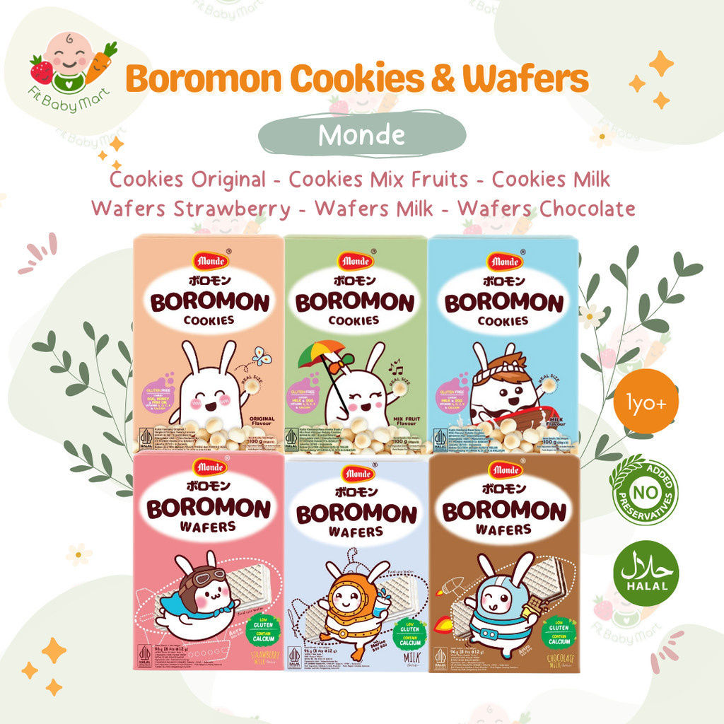 

MONDE - Boromon Cookies - Wafers - Multigrains - Freeze Dried | Cemilan Biskuit Wafer Anak Sehat