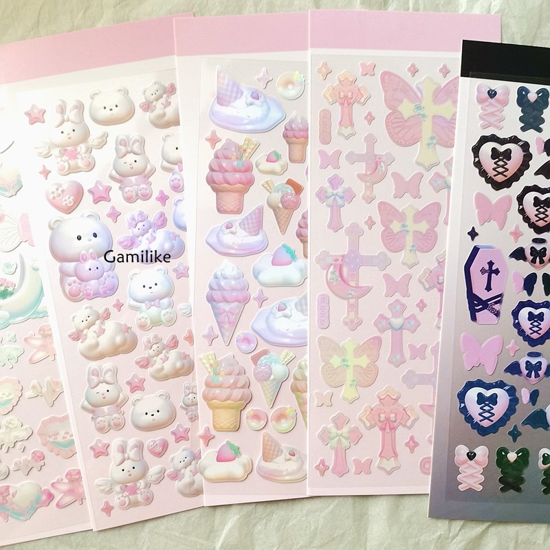 

Cute Star Moon Rose Series Laser Stickers Hand Account Idol Card DIY Material Decorative Sticker Personalized Korean Stationery