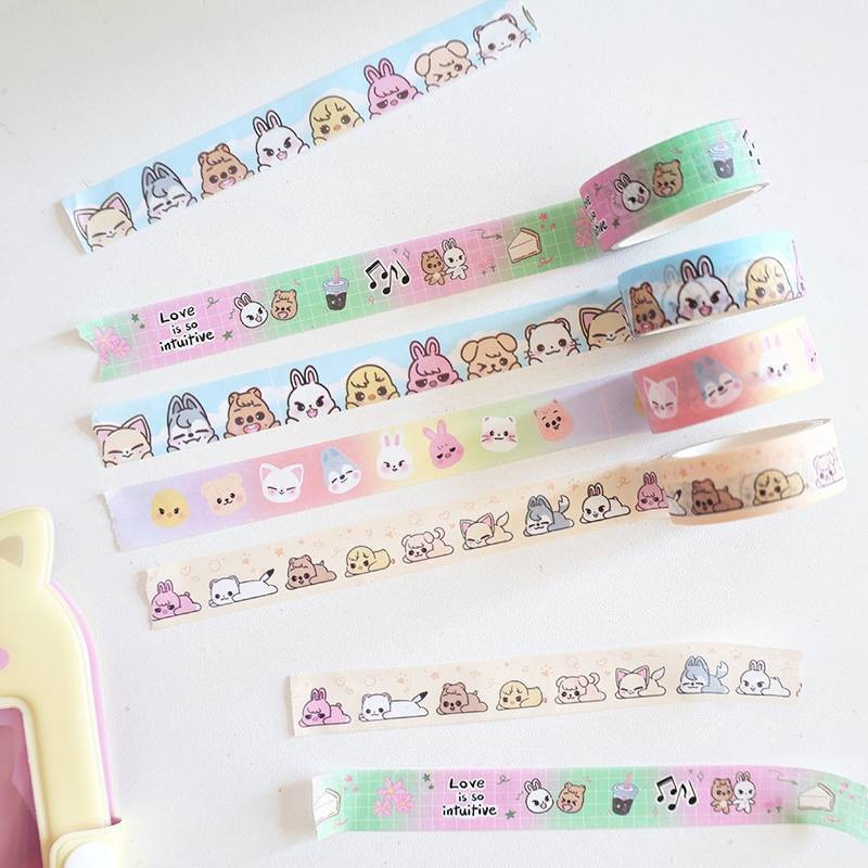 

Korean Cute Animals Washi Tape Hand Account Decorative Tape Collage Planner DIY School Stationary Stickers