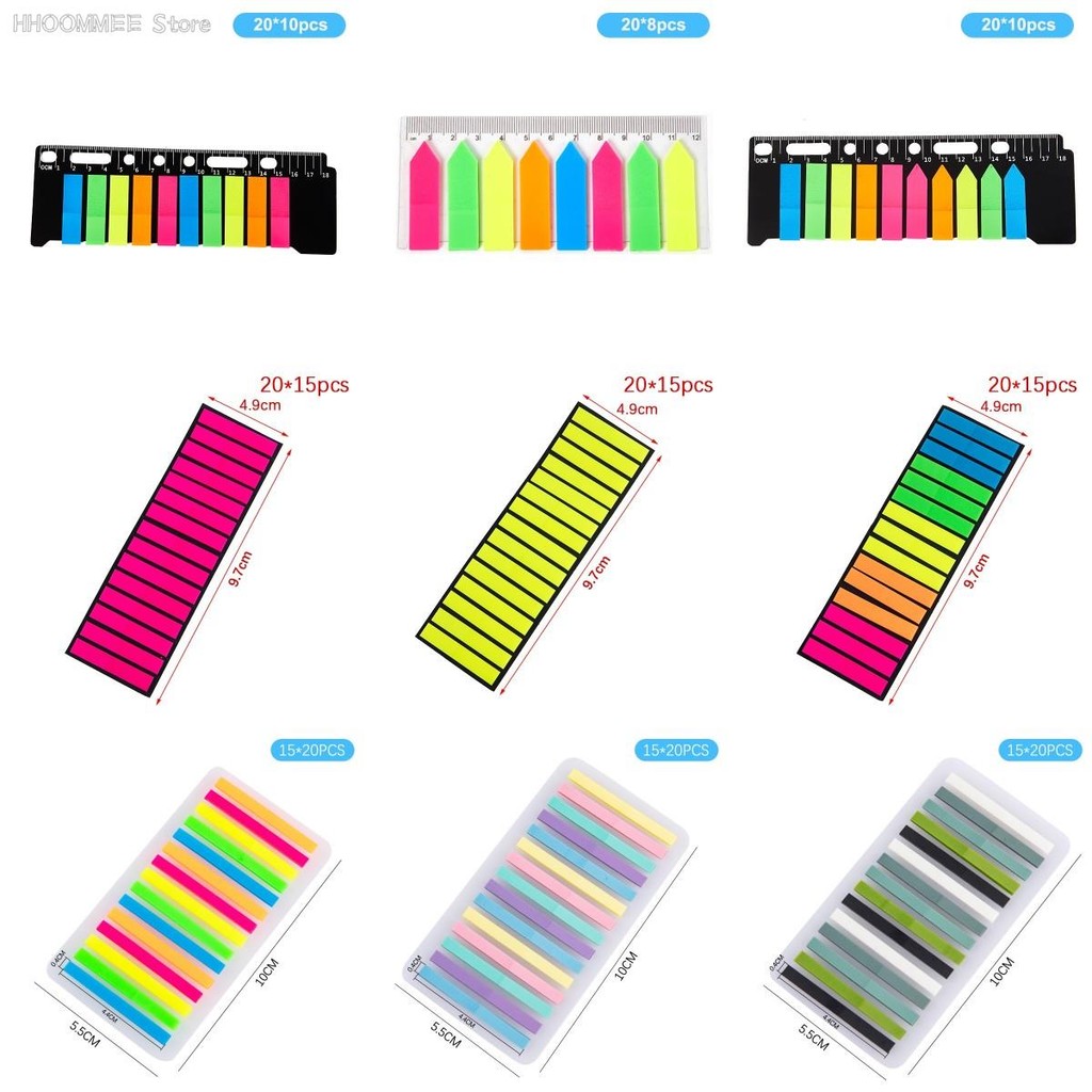 

200/300Pcs Color Stickers Transparent Fluorescent Index Tabs Flags Sticky Note Stationery Children Gifts School Office Supplies