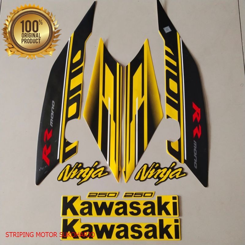 (ORI) Striping Kawasaki ninja rr 250 mono 2016 body kuning stiker Kualitas original