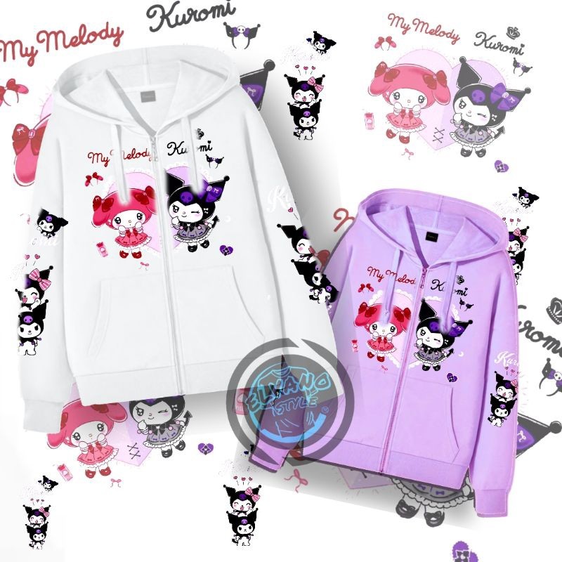 Hoodie Zipper Anak Perempuan Kuromi My Melody/jaket Anak Perempuan kuromi