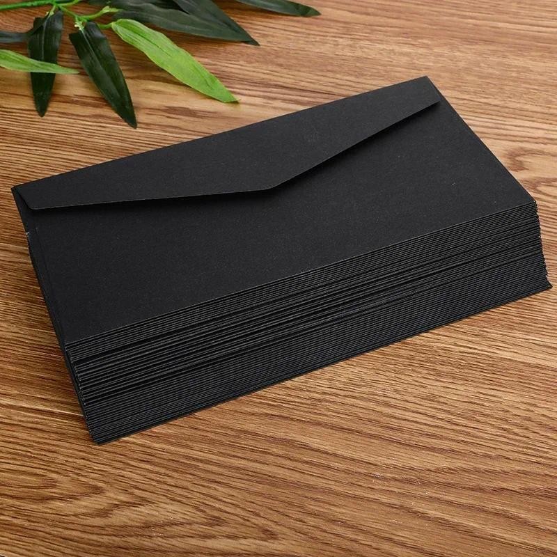 

European Retro Craft For Style Postcard Letter Gift Stationary School White Paper Scrapbooking Envelope Black 50pcs/lot