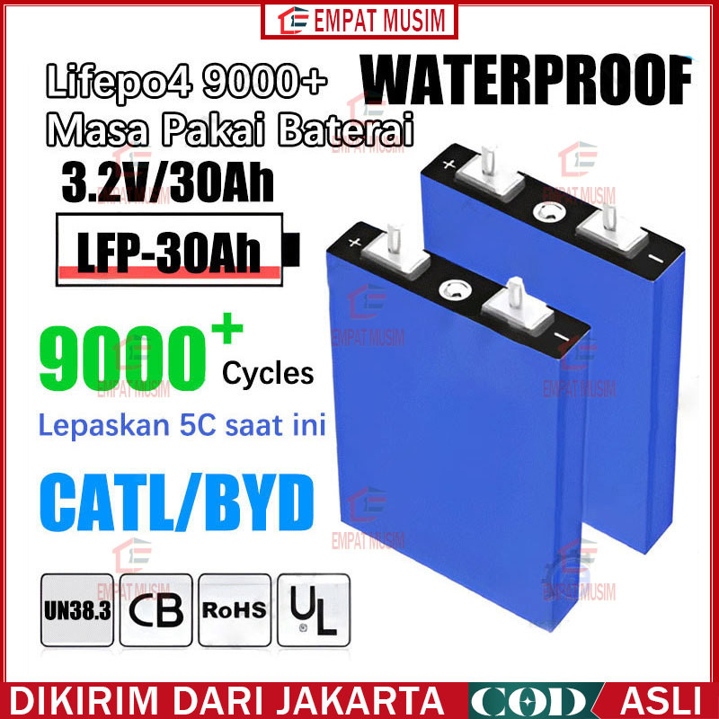 【9000+Cycle】UPS WATERPROOF BMS lifepo4 Baterai12V【30Ah/120ah CATL/BYD Baru Lifepo4 Baterai】3.2V 30Ah