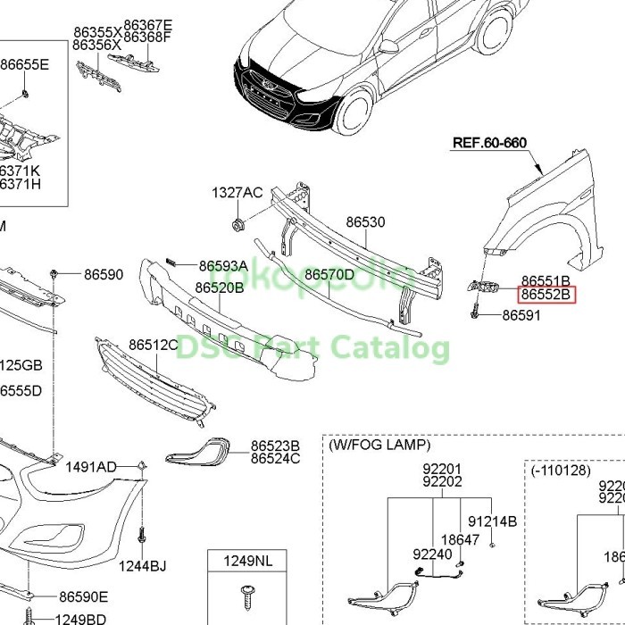 Breket bemper depan Hyundai Grand Avega Excell 3