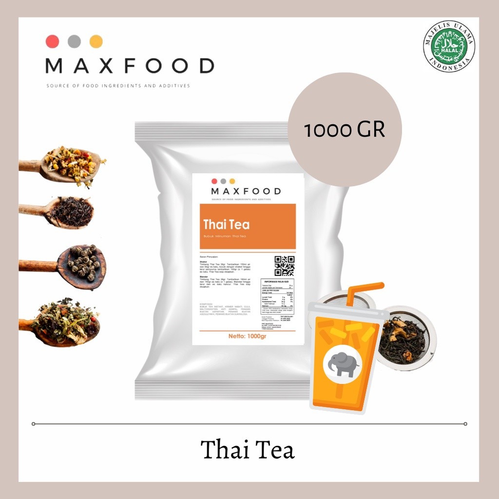 

MAXFOOD - Thai Tea Powder / Bubuk Minuman Rasa Thai Tea 1 KG