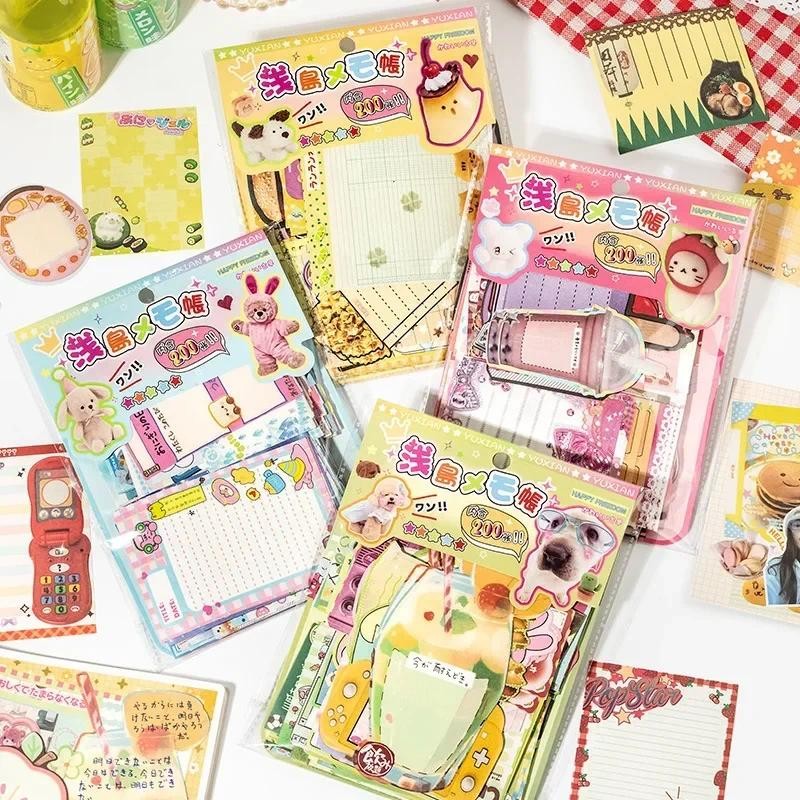 

200 Pages Cute Retro Y2K Memo Pads Message Paper Journal DIY Material Base Note Paper School Stationery