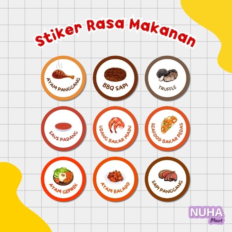 Sticker Penanda Rasa Makanan Label Varian Bubuk bumbu Tabur Keripik