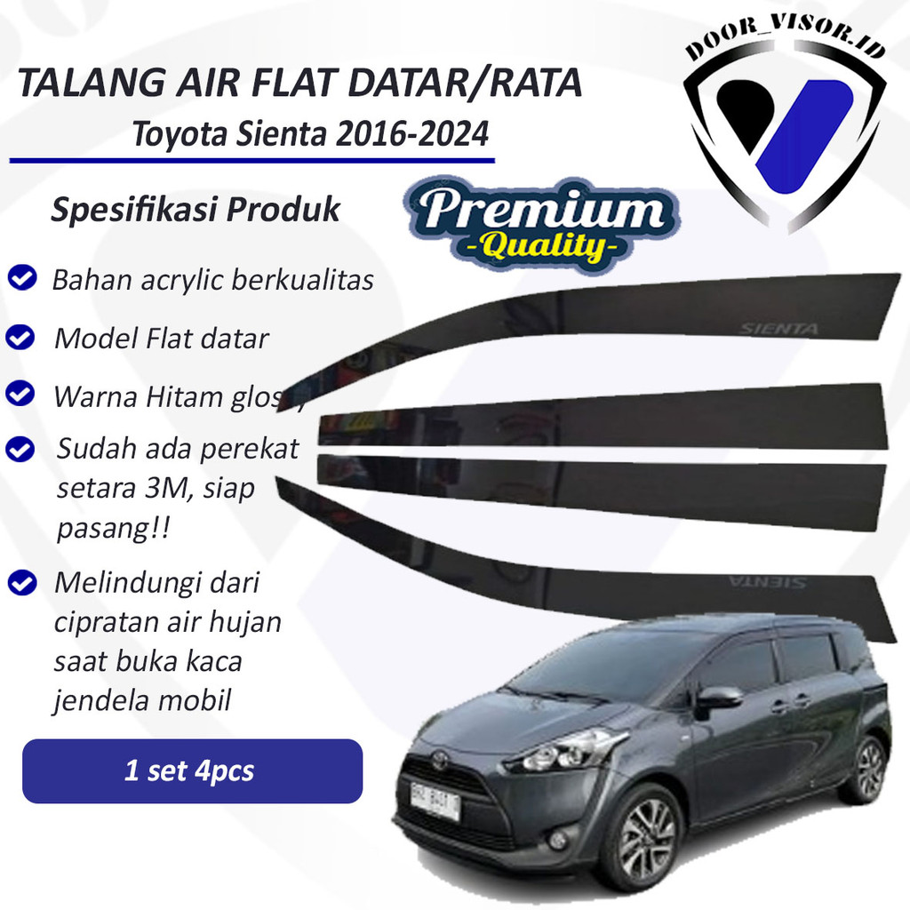 talang air mobil Toyota Sienta 2016-2024 model Slim Cembung /Flat datar rata 4pintu Premium Qulity