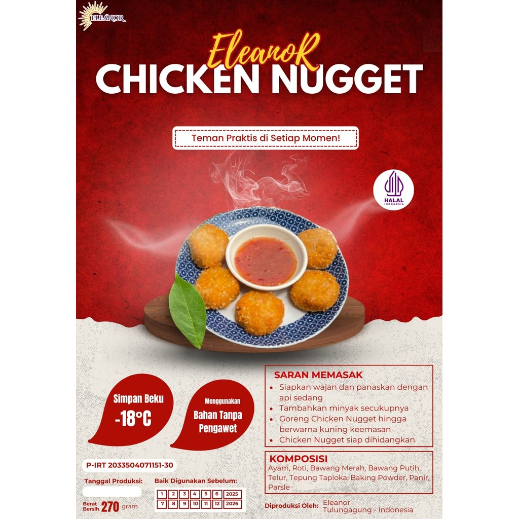 

NUGGET AYAM NO MSG NO PENGAWET HOMEMADE PREMIUM ISI 12 by ELEANOR