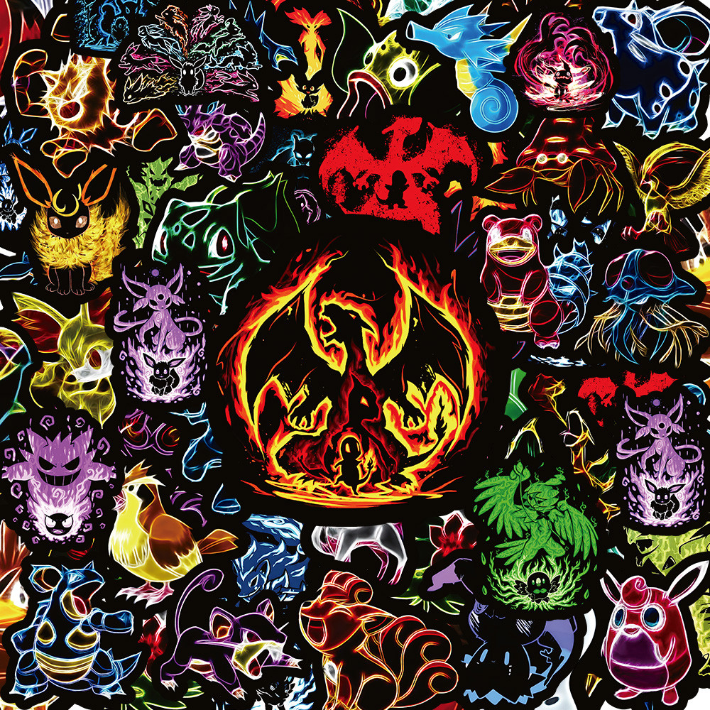 

10/30/50/100pcs Neon Pokemon Pikachu Stickers Cool Anime Decals Y Skateboard Phone Laptop Waterproof Kids Cute Cartoon Sticker