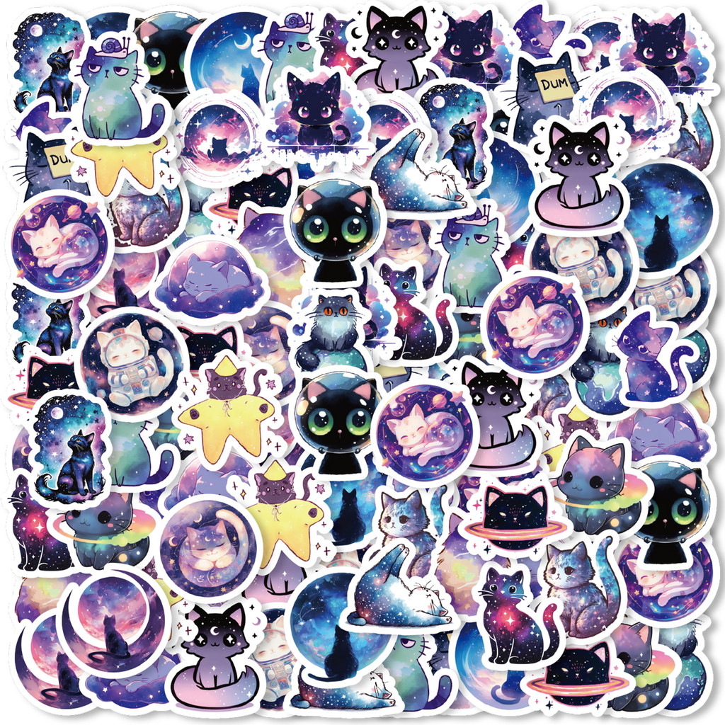 

46pcs Starry Cat Cute Theme Graffiti Stickers DIY Decorative Laptop Water Bottle Suitcase Classic Toy Waterproof PVC Decals