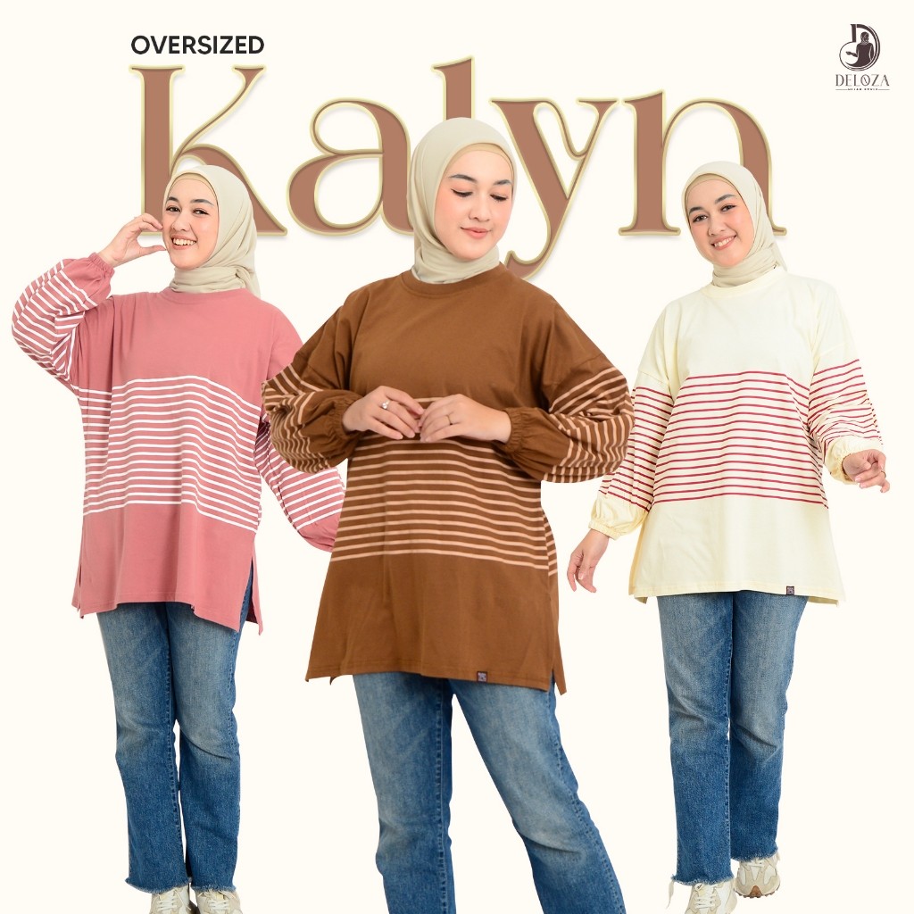 NANTARSHOP Kalyn Kaos Oversize Wanita Kaos Katun Sablon Lengan Balon LD 125 Atasan Wanita Terbaru By