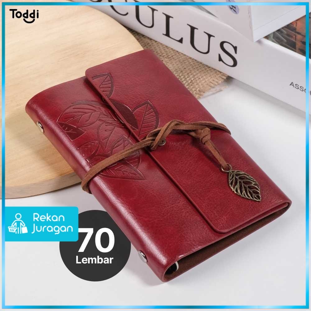 

Toddi PHANTACI Buku Catatan Binder Kulit Retro Leaf Kertas B7 - BSD666