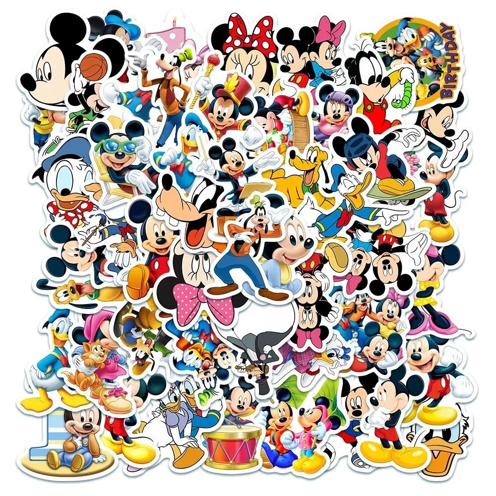 

50pcs Cute Cartoon Disney Mickey Mouse Stickers Kawaii Donald Duck Minnie Cartoon Graffiti Sticker DIY Diray Kid Toy Decal