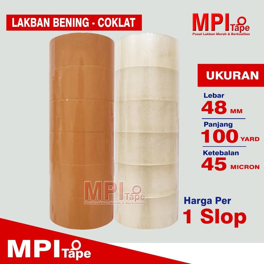 

1 Slop - Lakban Bening - Cokelat 48 mm x 100 Yard - Lakban Packing Hemat - MPI