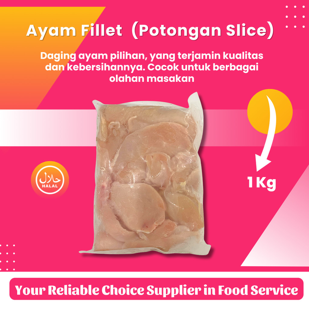 

Chicken Slice 1 Kg - Fillet Dada Ayam Iris Tipis Frozen