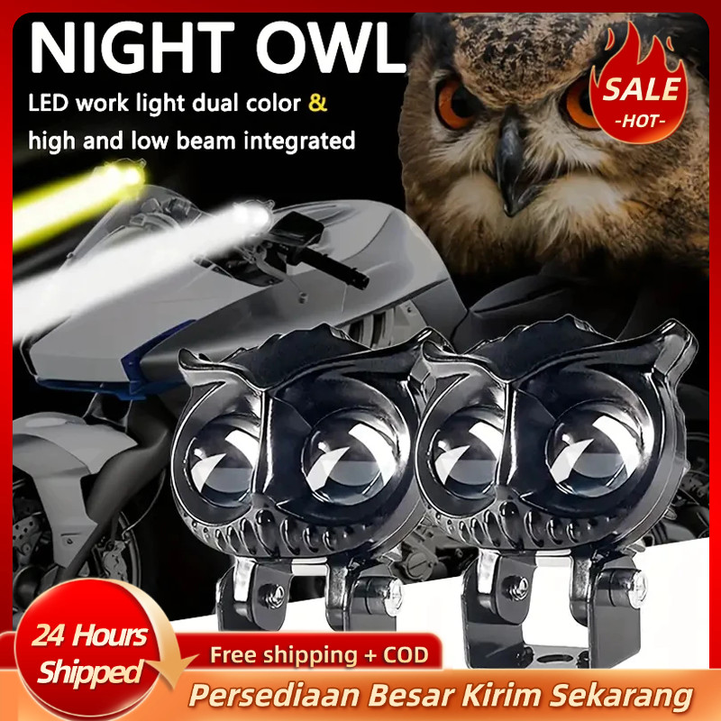 Lampu Tembak Motor Mobil /lampu Sorot Led/lampu Sorot Owl 2 Led Dc 12-24v 40w Cahaya Kuning-putih/la
