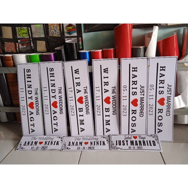 PROMO Plat Mobil Wedding Custom Warna Bahan Plat Nomer