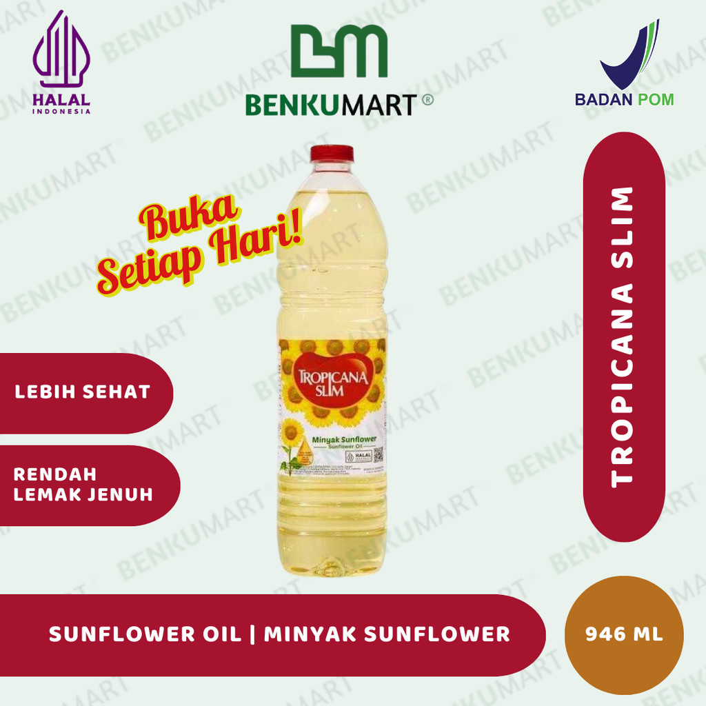 

Tropicana Slim Minyak Sunflower 946ml - Minyak Baik 100% Pure Sunflower Oil