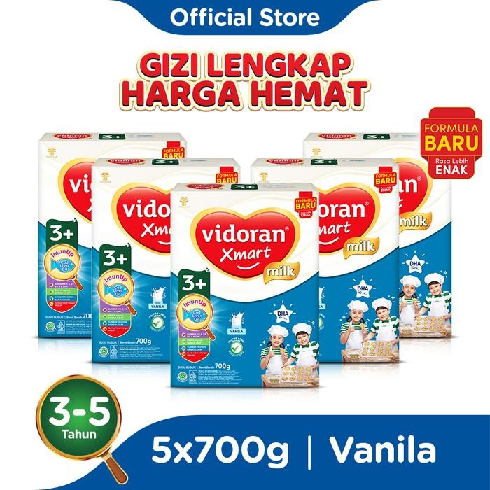 

TP vidoran Xmart 3+ Vanilla 700gr Susu Pertumbuhan Anak 3-5 Tahun - 5 box (Bubuk) (Exp : 09.2025)