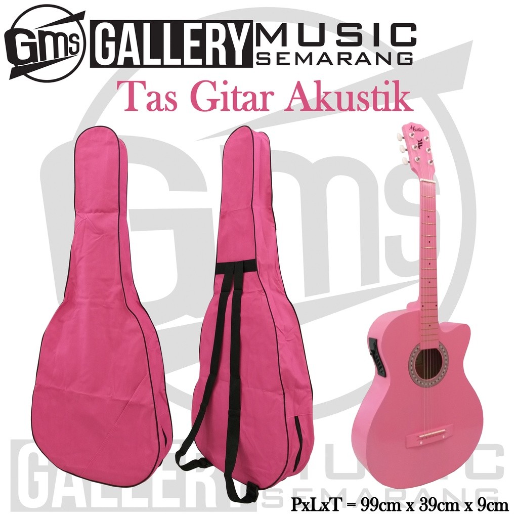 OBRAL/ Tas Gitar Akustik Pink / Softcase Gitar Akustik Pink Bahan Kuat