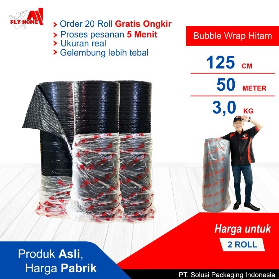 

FLYHOME Bubble wrap hitam 3kg 2 roll besar bublewrap 125x50meter Instan