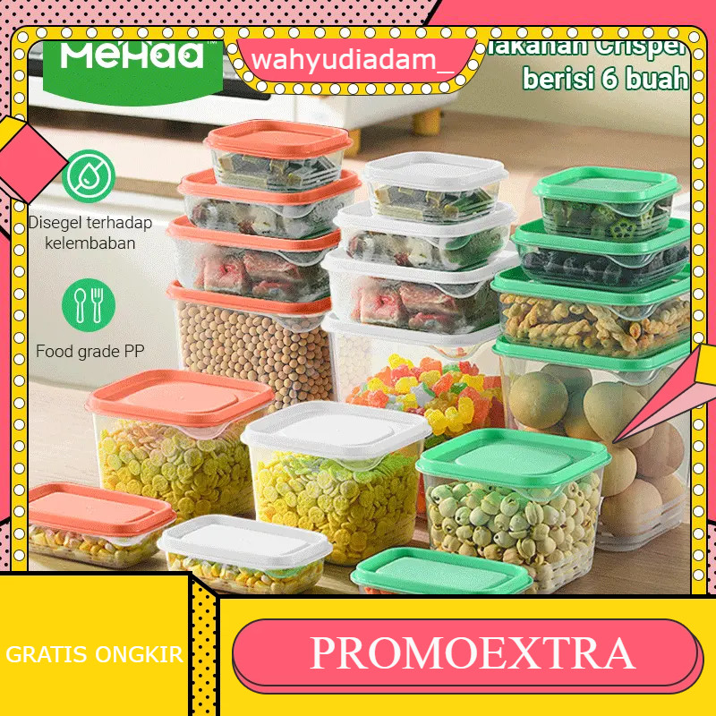 1 set 6 pcs Toples Fresh Food Box Tempat Penyimpanan Food Container  Kulkas Wadah Makanan