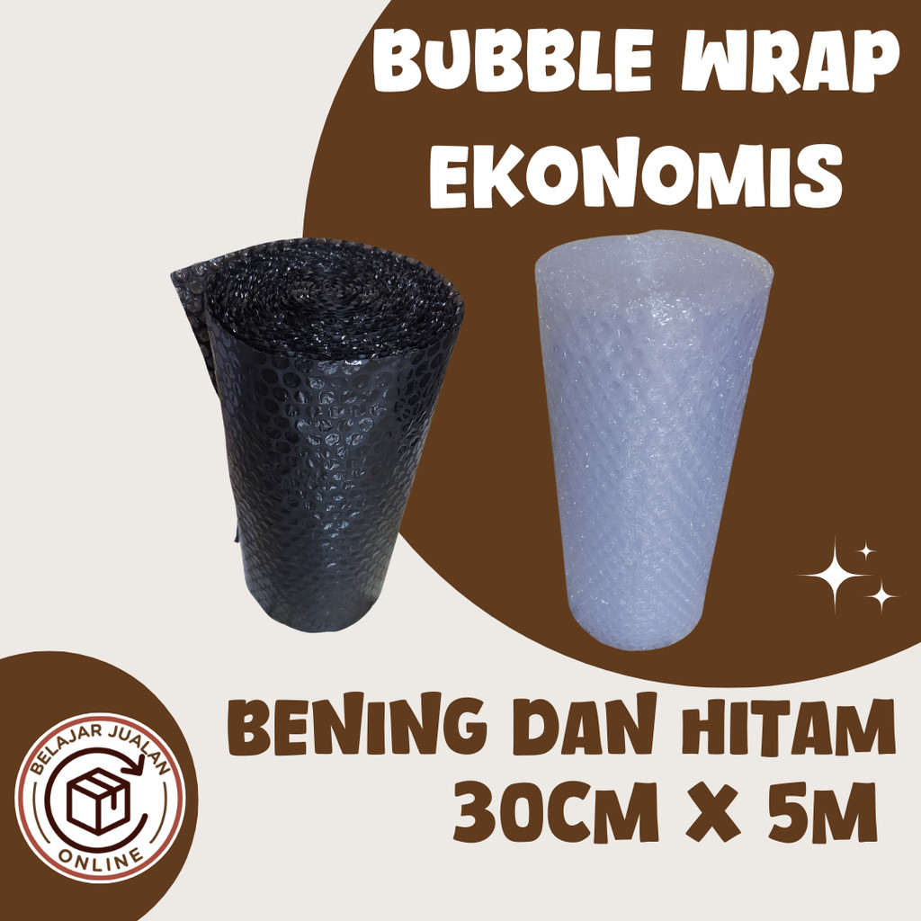 

Bubble Warp Ekonomis 30cm x 5m (Bungkus Gelembung) HITAM/PUTIH Premium Plastik Packing Waterproof