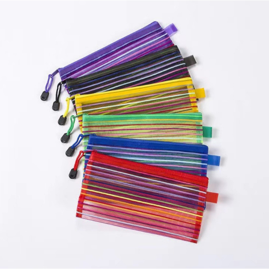 

CIVETO TP92 Pouch Tempat Pensil Jaring Transparan Colourful Warna Warni A6 Zipper Pencil Cosmetic Bag
