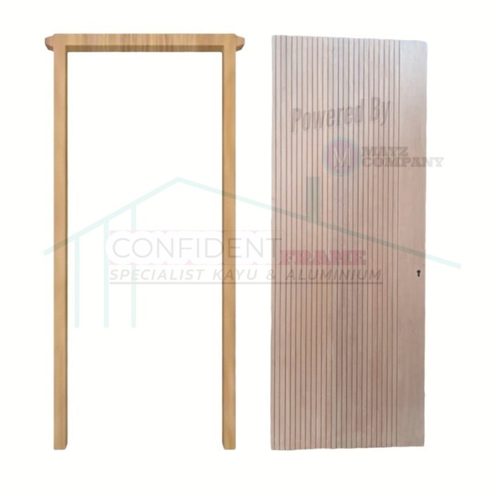 1 Set Kusen Pintu Kayu Kamper Solid/Kusen+Pintu Set
