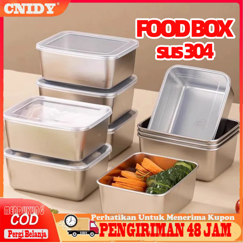【COD】6PCS/SET Food Box Stainless 304 Tempat Wadah Makanan Kontainer Makanan Sayuran Tempat Sayur Sta