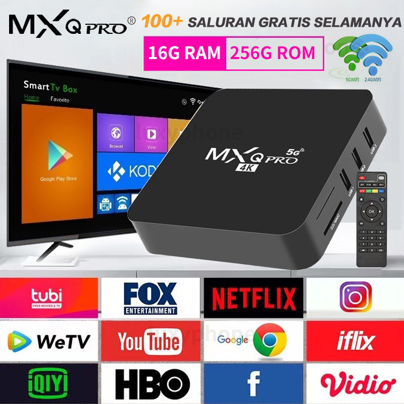 [TERLARIS] Android TV Box Mxq Pro Android 11 Wifi 5G/2.4G Smart TV Box Ram 16gb Rom 256gb 4K Ultra H