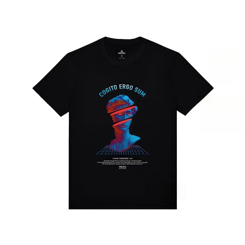 PalemOrganic T Shirt Yunani Cogito Ergo Sum Hitam Kaos T-Shirt T-Shirt